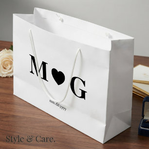 Tassen met eigen monogram voor stel, grote cadeaut groot cadeauzakje