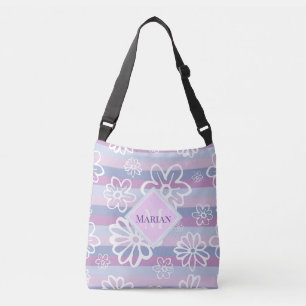 Tassen met monogram en paarse en witte bloemenprin