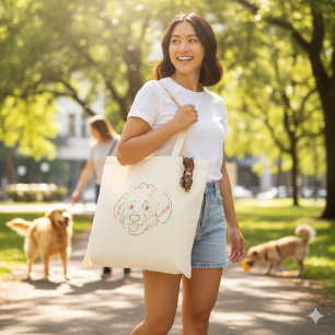 Tassen met regenboog Doodle lijn kunst hond gezich