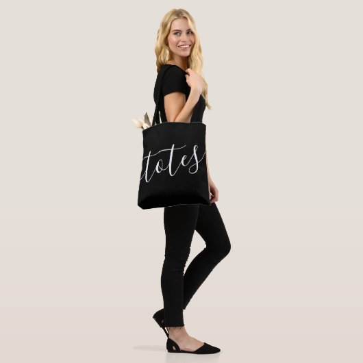 Tassen Script Funny Black en White Canvas tas (Op model)