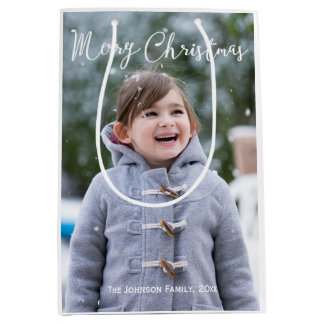 Tassen voor Kerstcadeaus met Foto van Meisje en Sn Medium Cadeauzakje