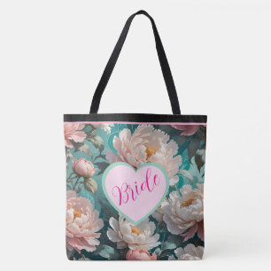 Tassenbruid met multi print van bloemige pioenroze draagtas