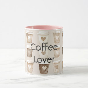 Tasses à café cœur crème