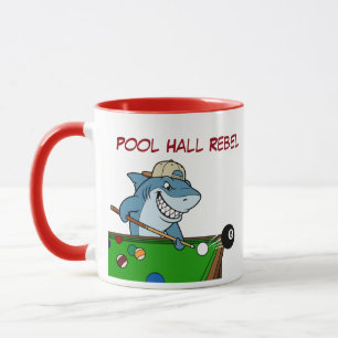 Tasses à café drôles de requin de billard rebelle