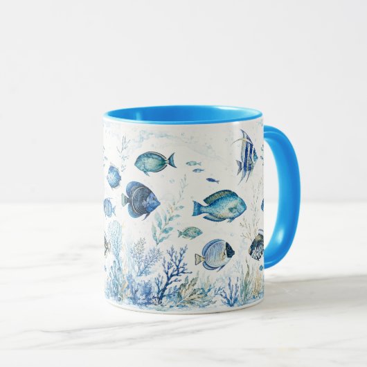 Tasses à café Poisson bleu côtier (Devant droit)