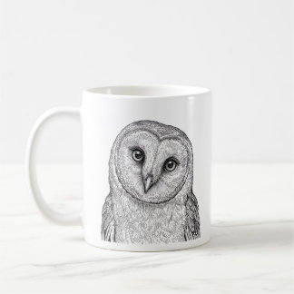 Tasses Chouette Effraie Blanche Noire Art Café