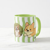 Tasses de café avec nom et rayures ondulées vertes (Devant droit)
