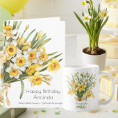 Tasses de café d'anniversaire de mars jonquilles j