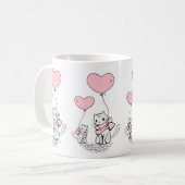 Tasses de chats de la Saint-Valentin coeurs roses (Devant gauche)