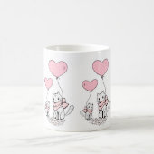 Tasses de chats de la Saint-Valentin coeurs roses (Centre)