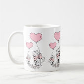 Tasses de chats de la Saint-Valentin coeurs roses (Gauche)