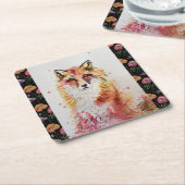 Tasses de sous-verre Fennec et Fleurs Mignonnes (Incliné)