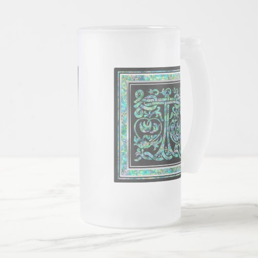 Tasses faites sur commande bleues de monogramme de (Devant droit)