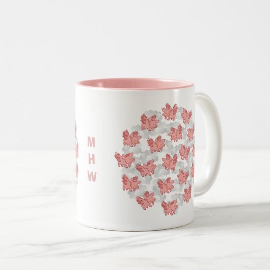 Tasses faites sur commande de monogramme de porcs (Devant droit)