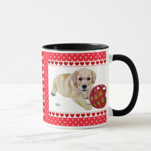 Tasses jaunes de chiot de Valentine Labrador