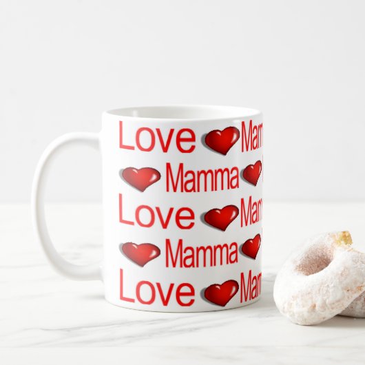 Tasses Joyeuse Saint-Valentin Amour Maman Cœurs Ro (Avec donut)