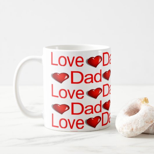 Tasses Joyeuse Saint-Valentin Amour Papa Cœurs Rou (Avec donut)