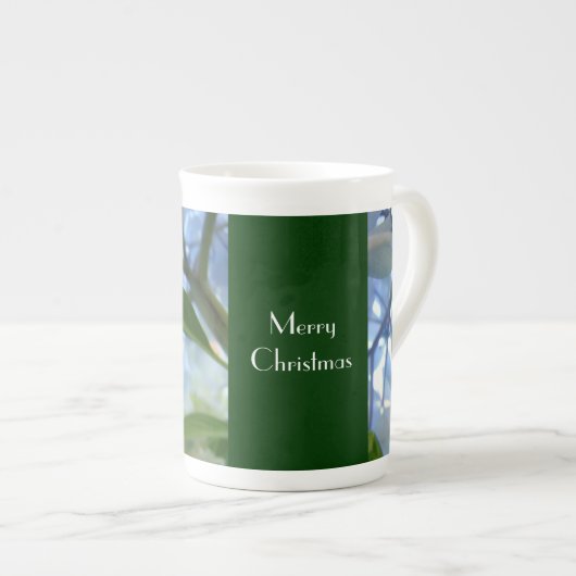 Tasses Joyeux Noël Fleurs d'Hydrangea Bleu (Devant droit)