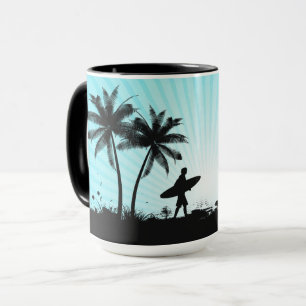 Tasses nommées faites sur commande de surfer de