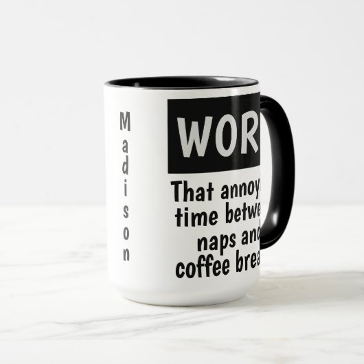 Tasses nommées faites sur commande de TRAVAIL (Devant droit)