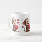 Tasses rouges coeurs de singe de la Saint-Valentin (Devant gauche)