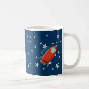 Tasses rouges mignonnes de Rocket et d'étoiles