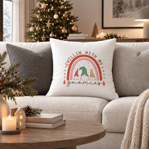 Tassez élégant rouge vert boho Noël Gnomes Coussin