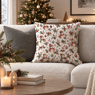 Tassez élégant rouge vert de Noël jeté oreiller