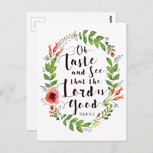 Taste en zien dat de Heer goed is Briefkaart (Voorkant / Achterkant)