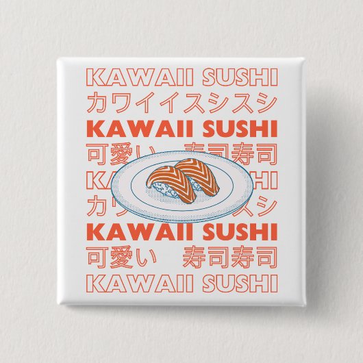 Taste of Japan Text & Sushi Vierkante Button 5,1 Cm (Voorkant)
