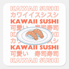 Taste of Japan Text & Sushi Vierkante Sticker