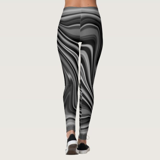 Tasteful White Monochrome Blurred Spiral Effect Le Leggings (Achterkant)