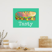 Tastte onderbroodje schattig eten poster (Keuken)