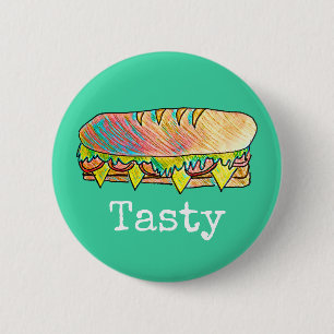 Tastte onderbroodje schattig eten ronde button 5,7 cm