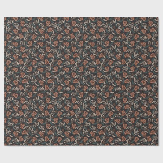 Tasty Bread Toast Pattern in Black Background Cadeaupapier (Vlak)