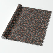 Tasty Bread Toast Pattern in Black Background Cadeaupapier (Uitgerold)