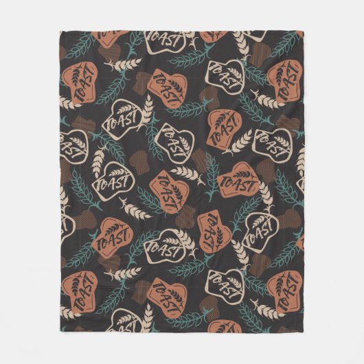 Tasty Bread Toast Pattern in Black Background Fleece Deken (Voorkant)