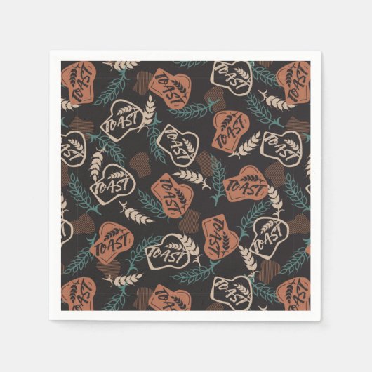 Tasty Bread Toast Pattern in Black Background Servet (Voorkant)