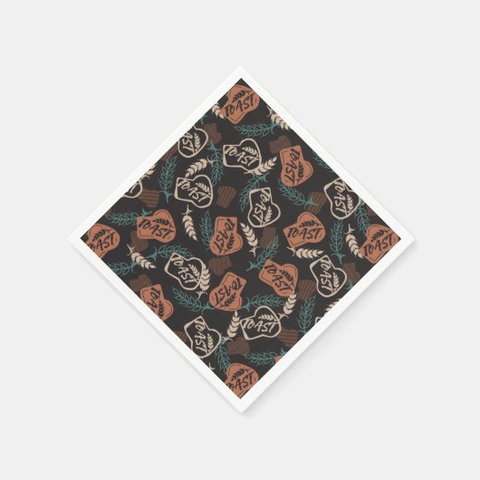 Tasty Bread Toast Pattern in Black Background Servet (Hoek)