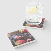 Tasty Summer Fruits on a Wooden Table Stenen Onderzetter (Zijkant)