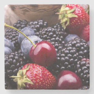 Tasty Summer Fruits on a Wooden Table Stenen Onderzetter