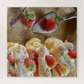 Tasty Sweet Strawberry Eclairs Pastry Summer Food Legpuzzel (Horizontaal)