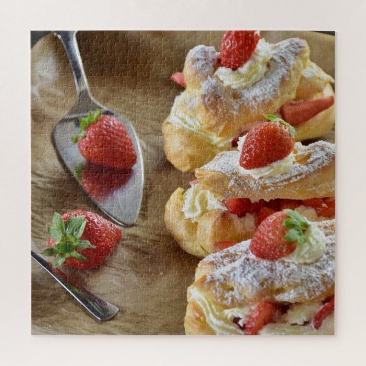 Tasty Sweet Strawberry Eclairs Pastry Summer Food Legpuzzel (Verticaal)