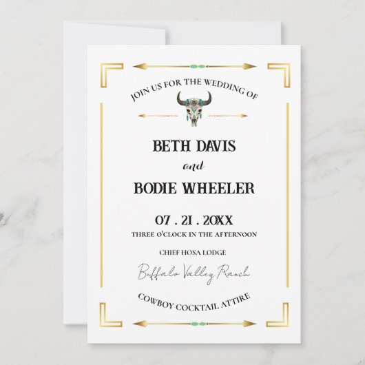 Tatanka Bison Yellowstone Western Ranch Invitation (Devant)