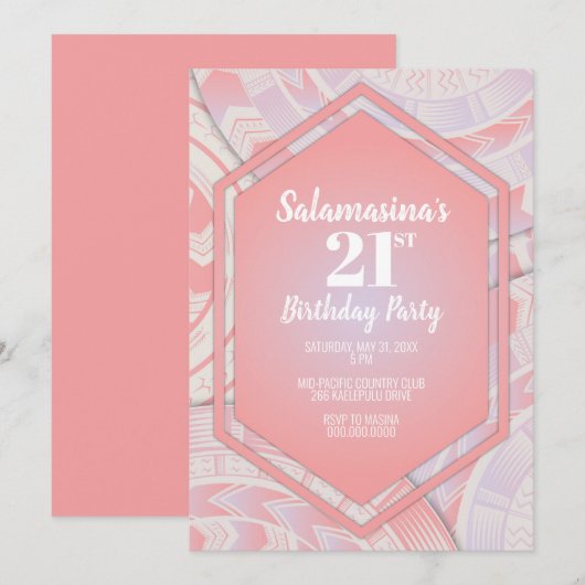 Tatau Coton Candy Diamond Invitation Anniversaire (Devant / Derrière)