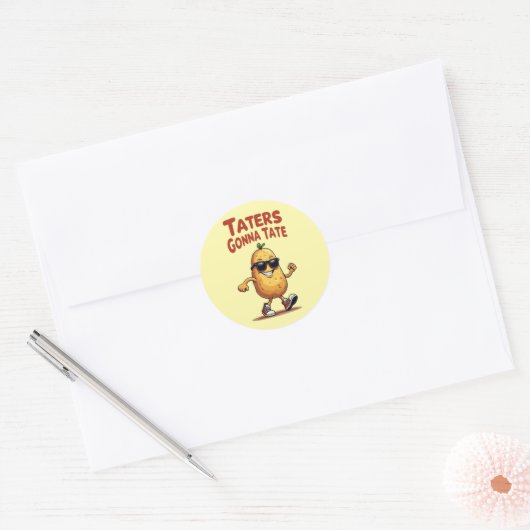 Taters Gonna Tate - Funny Potato Attitude Ronde Sticker (Envelop)