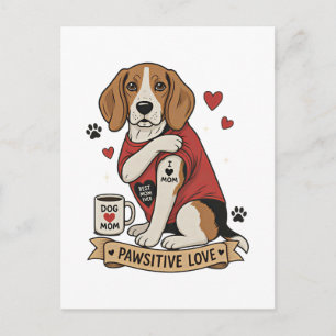 Tatoeage Beagle Hond Illustratie I Hart Moeder Briefkaart