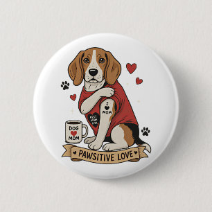 Tatoeage Beagle-hond Illustratie I Hart Moeder Ronde Button 5,7 Cm