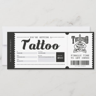 Tatoeage Cadeaubon Ticket Certificaat Kaart