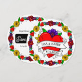 Tatoeage Graffiti Kunststijl Trouwen  Bewaar de da Kaart (Voorkant / Achterkant)